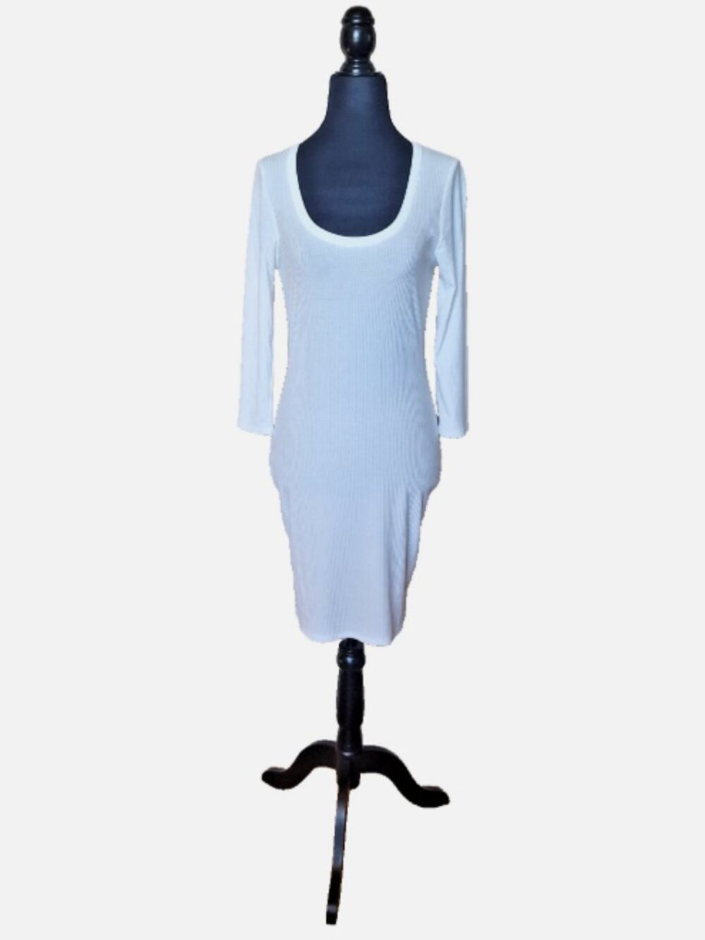 HEART & HIPS WHITE RIBBED BODYCON DRESS SIZE L